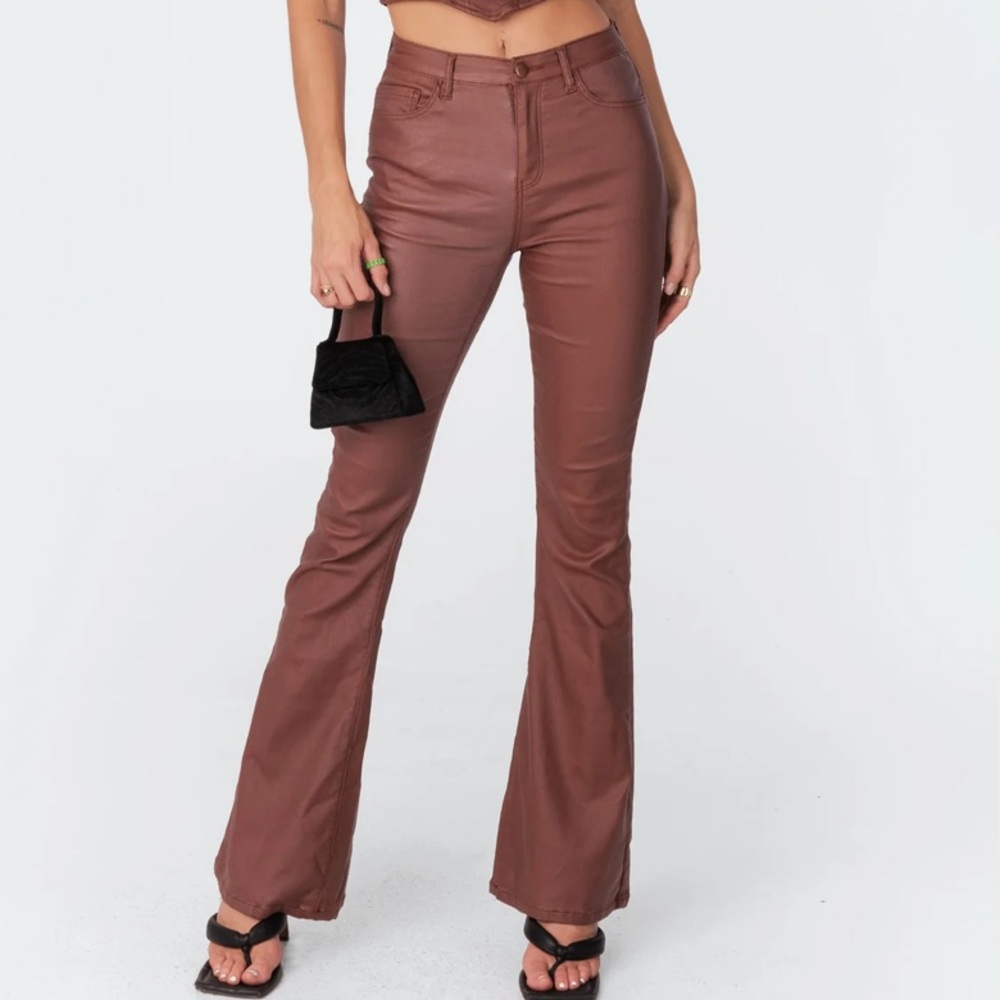 Brown leather pants